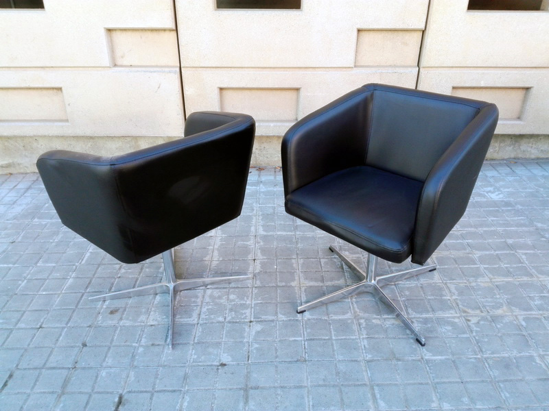 butaca giratoria polipiel negro inox 45-77x65-53x48 (32eu.) 2u